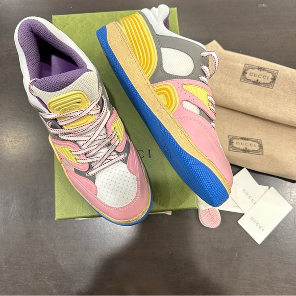 Gucci Women's Basket Lace Up Low Top Sneakers Size 8.5 New - Picture 5 of 15